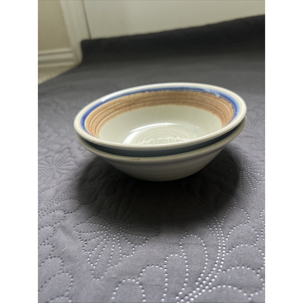 Metlox Poppytrail Vernon Bandero Stoneware 2pc 6 3/8" Cereal Bowls 1969-1979 - Picture 3 of 8